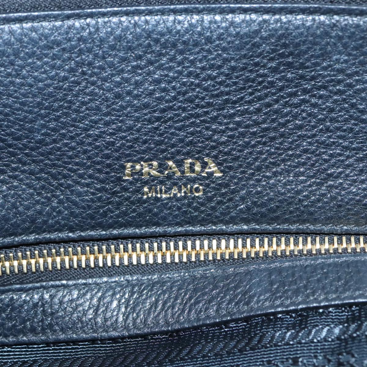 PRADA Hand Bag Leather 2way Black Gold 1BA157 Auth yk14949