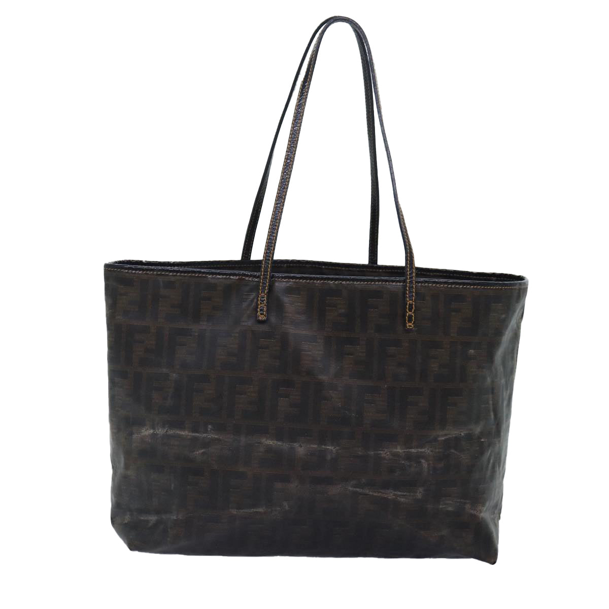 FENDI Zucca Canvas Tote Bag Brown Black Auth yk14952 - 0