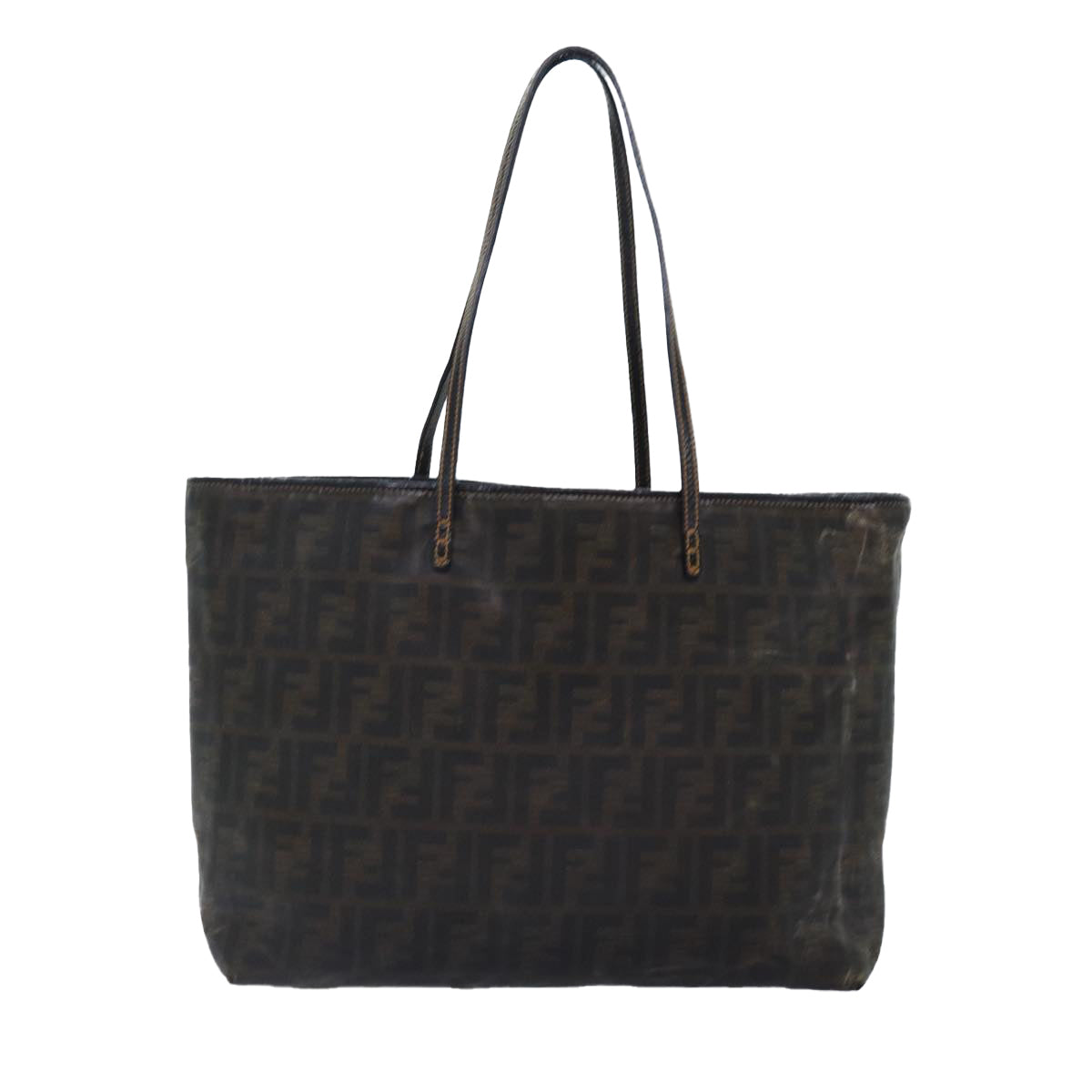 FENDI Zucca Canvas Tote Bag Brown Black Auth yk14952