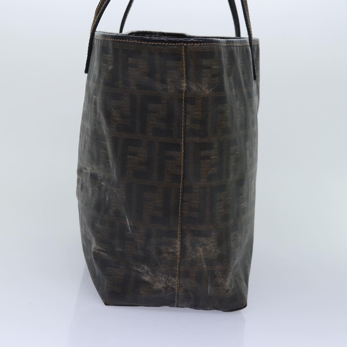 FENDI Zucca Canvas Tote Bag Brown Black Auth yk14952