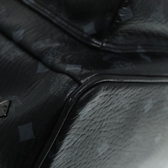 MCM Vicetos Logogram Studs Backpack PVC Black Silver Auth yk14954