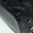 MCM Vicetos Logogram Studs Backpack PVC Black Silver Auth yk14954-17