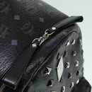 MCM Vicetos Logogram Studs Backpack PVC Black Silver Auth yk14954-17