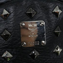 MCM Vicetos Logogram Studs Backpack PVC Black Silver Auth yk14954-18