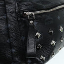 MCM Vicetos Logogram Studs Backpack PVC Black Silver Auth yk14954-20