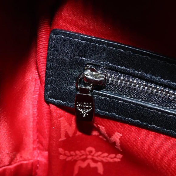 MCM Vicetos Logogram Studs Backpack PVC Black Silver Auth yk14954