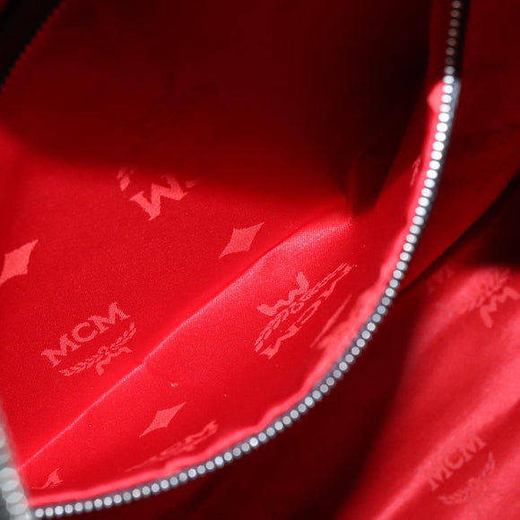 MCM Vicetos Logogram Studs Backpack PVC Black Silver Auth yk14954