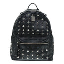 MCM Vicetos Logogram Studs Backpack PVC Black Silver Auth yk14954-13