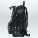 MCM Vicetos Logogram Studs Backpack PVC Black Silver Auth yk14954-4