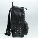 MCM Vicetos Logogram Studs Backpack PVC Black Silver Auth yk14954-5