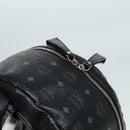 MCM Vicetos Logogram Studs Backpack PVC Black Silver Auth yk14954-6