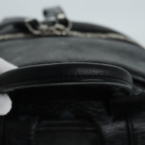 MCM Vicetos Logogram Studs Backpack PVC Black Silver Auth yk14954