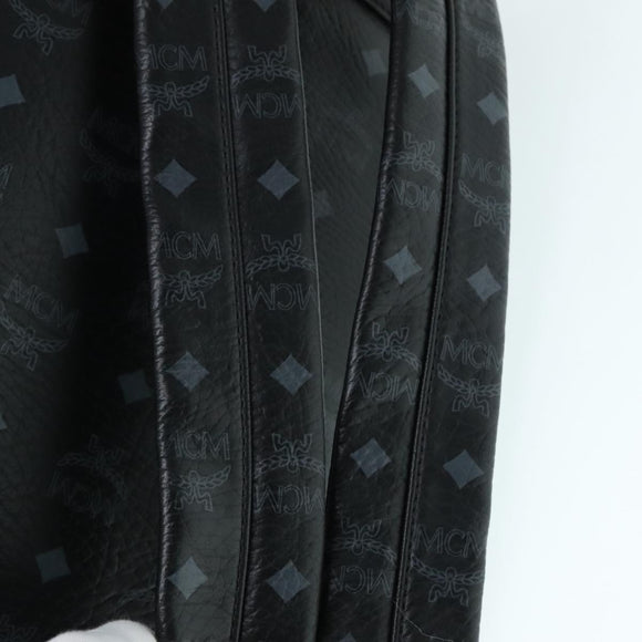 MCM Vicetos Logogram Studs Backpack PVC Black Silver Auth yk14954