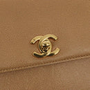 CHANEL Turn Lock Shoulder Bag Caviar Skin Beige Gold CC Auth yk14960V-17