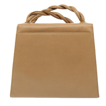 CHANEL Turn Lock Shoulder Bag Caviar Skin Beige Gold CC Auth yk14960A - 0