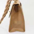 CHANEL Turn Lock Shoulder Bag Caviar Skin Beige Gold CC Auth yk14960A-3