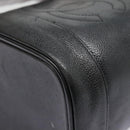 CHANEL COCO Mark vanity Pouch Calf Skin Black Gold CC Auth yk14976-14