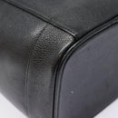 CHANEL COCO Mark vanity Pouch Calf Skin Black Gold CC Auth yk14976-15