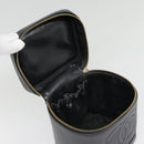 CHANEL COCO Mark vanity Pouch Calf Skin Black Gold CC Auth yk14976-10