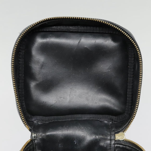 CHANEL COCO Mark vanity Pouch Calf Skin Black Gold CC Auth yk14976