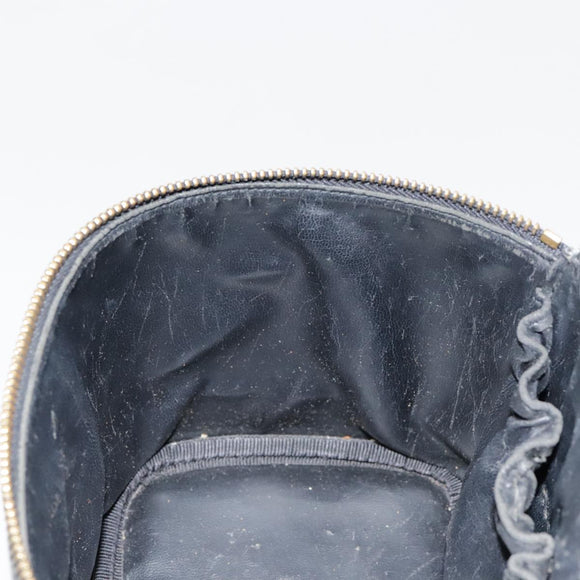 CHANEL COCO Mark vanity Pouch Calf Skin Black Gold CC Auth yk14976