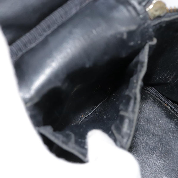 CHANEL COCO Mark vanity Pouch Calf Skin Black Gold CC Auth yk14976