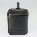 CHANEL COCO Mark vanity Pouch Calf Skin Black Gold CC Auth yk14976-4