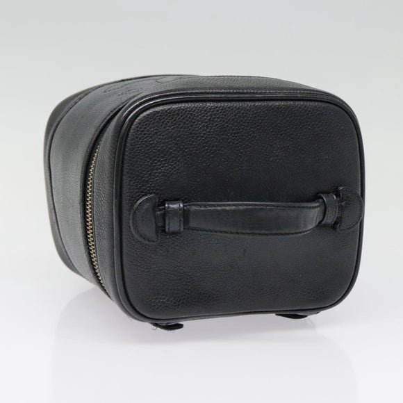 CHANEL COCO Mark vanity Pouch Calf Skin Black Gold CC Auth yk14976