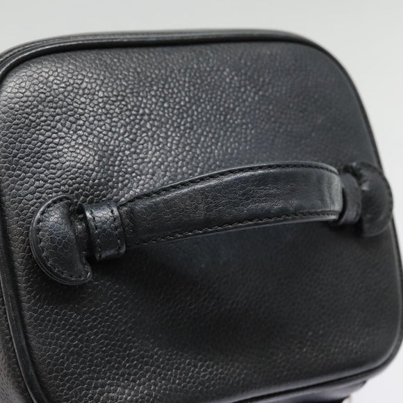 CHANEL COCO Mark vanity Pouch Calf Skin Black Gold CC Auth yk14976