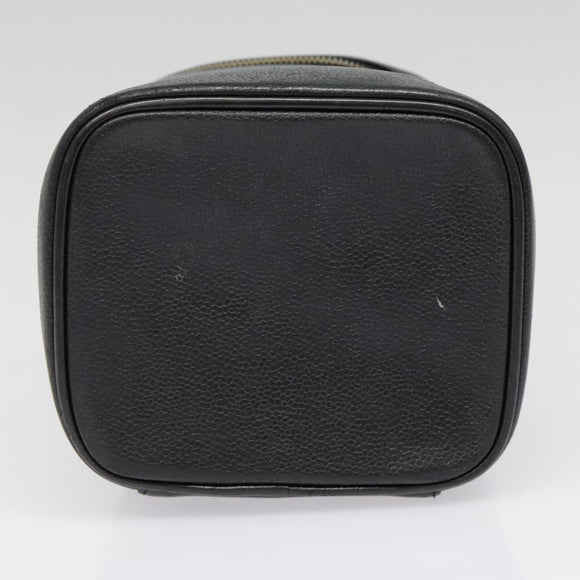 CHANEL COCO Mark vanity Pouch Calf Skin Black Gold CC Auth yk14976