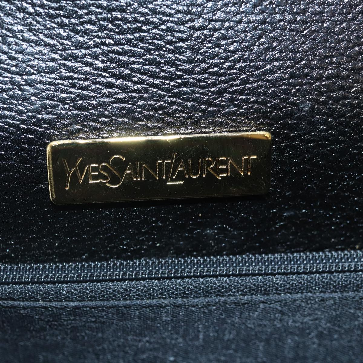 SAINT LAURENT Clutch Bag Leather Black Gold Auth yk15002