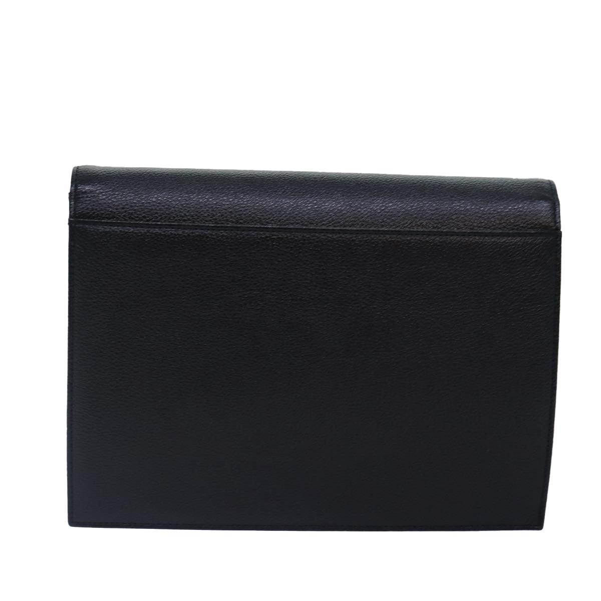 SAINT LAURENT Clutch Bag Leather Black Gold Auth yk15002