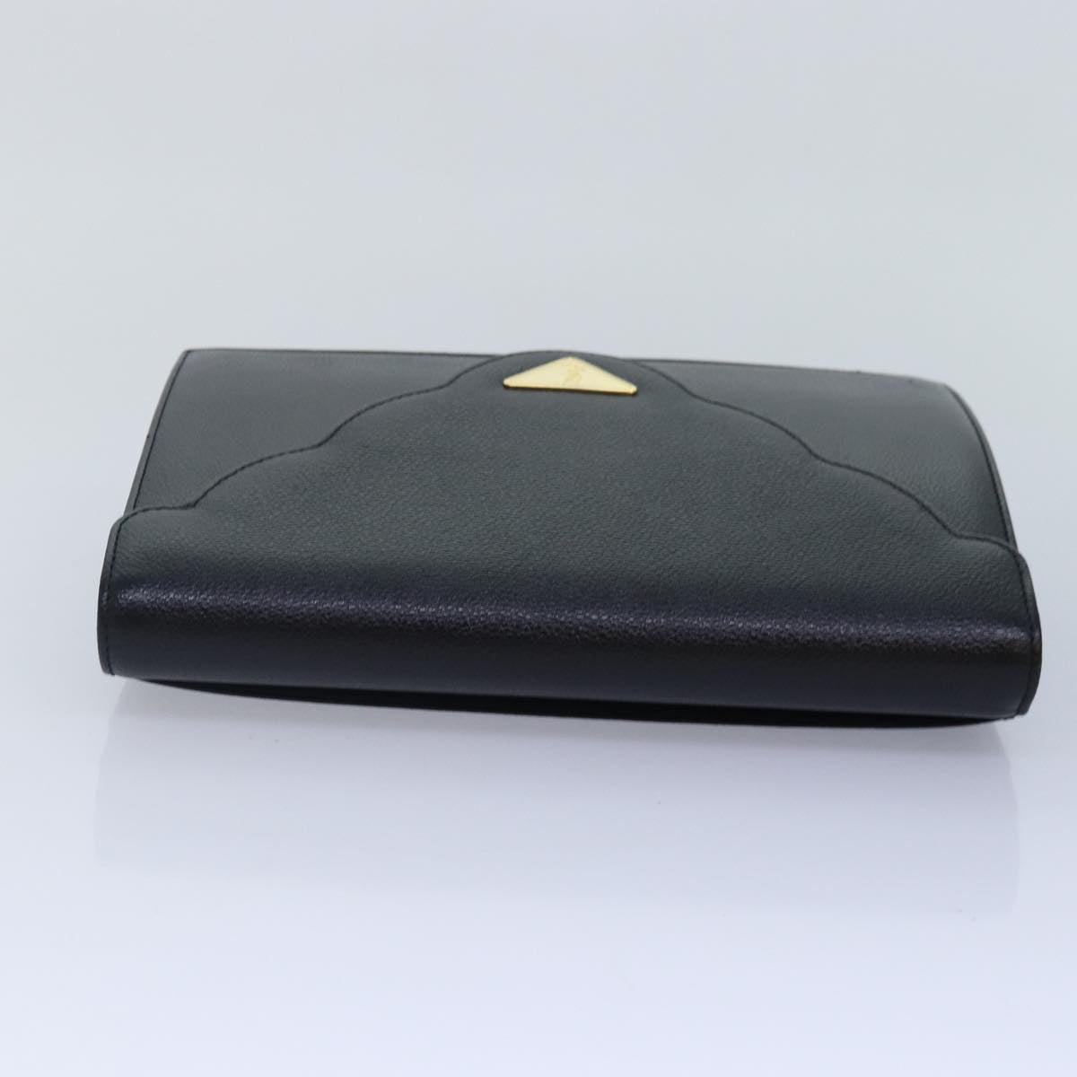 SAINT LAURENT Clutch Bag Leather Black Gold Auth yk15002