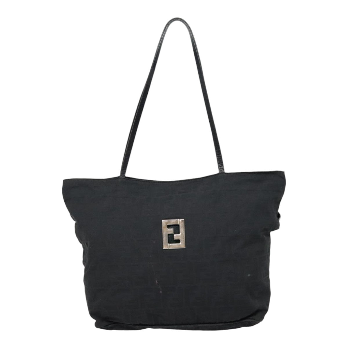 FENDI Zucca Canvas Tote Bag Silver Black Auth yk15009