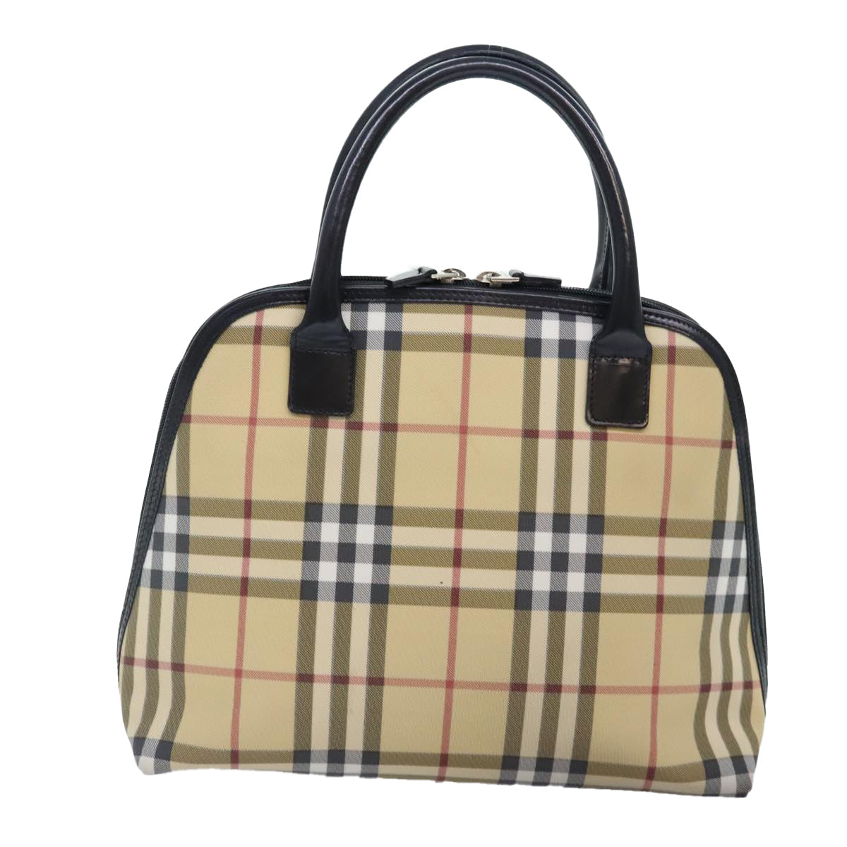 BURBERRY Nova Check Hand Bag PVC Beige Silver Auth yk15010 - 0