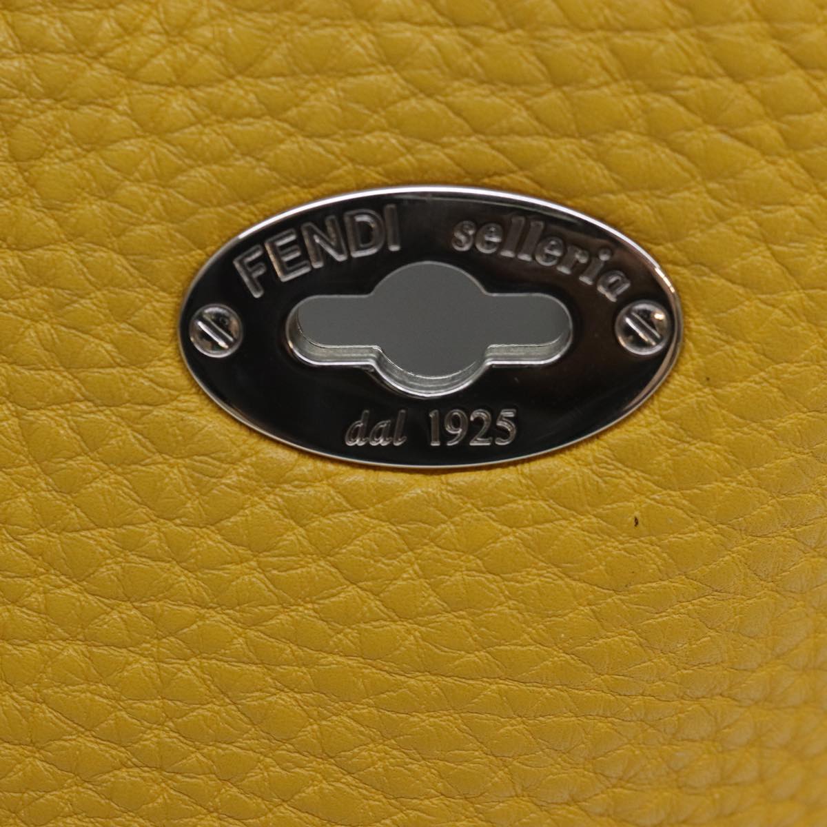 FENDI Celeria Tote Bag Leather Yellow Silver Auth yk15014