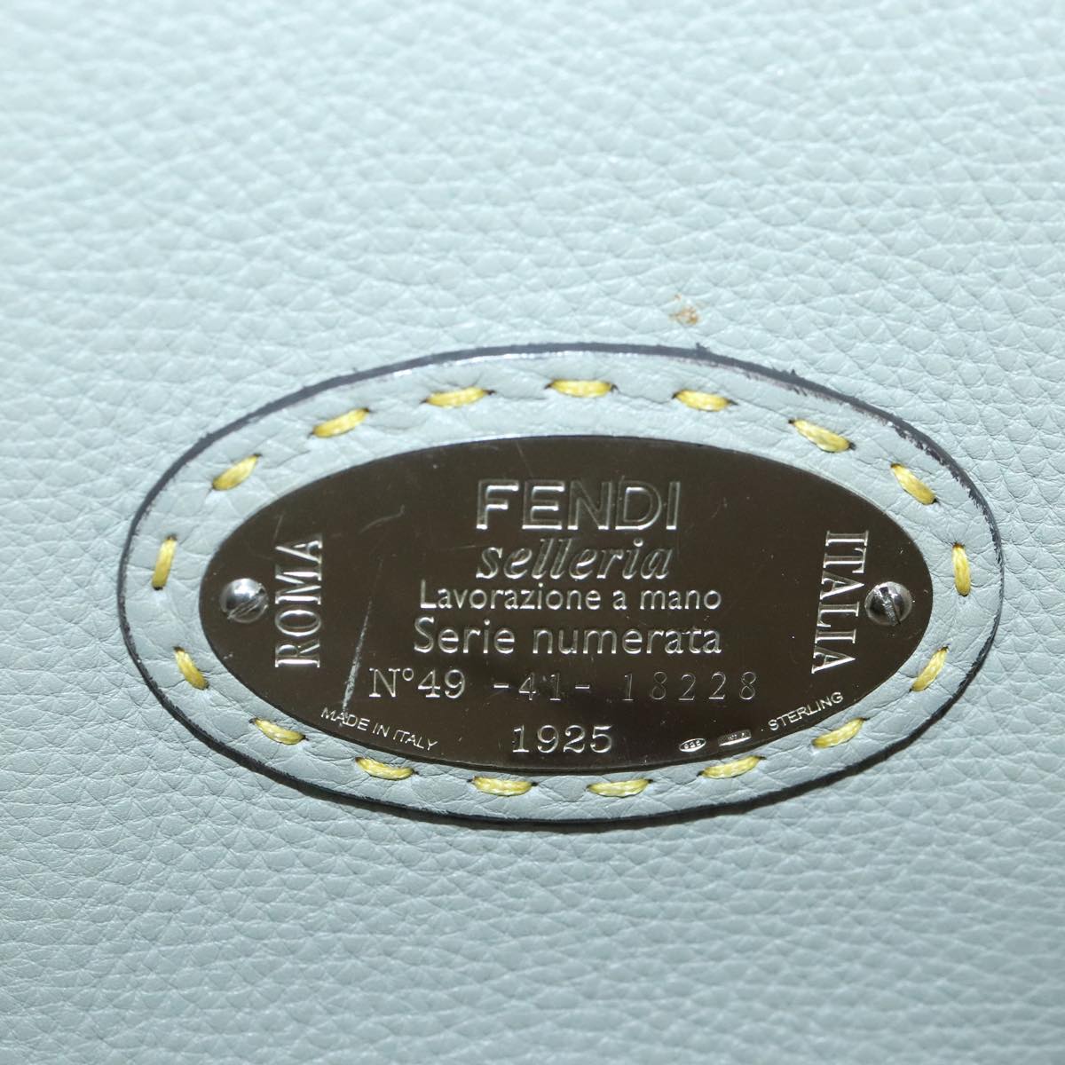 FENDI Celeria Tote Bag Leather Yellow Silver Auth yk15014