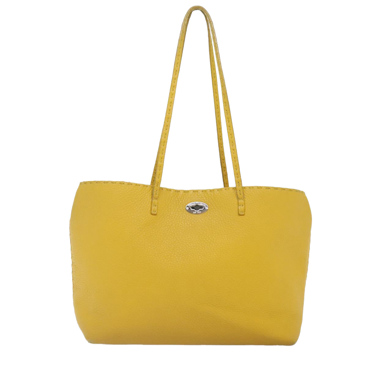 FENDI Celeria Tote Bag Leather Yellow Silver Auth yk15014 - 0