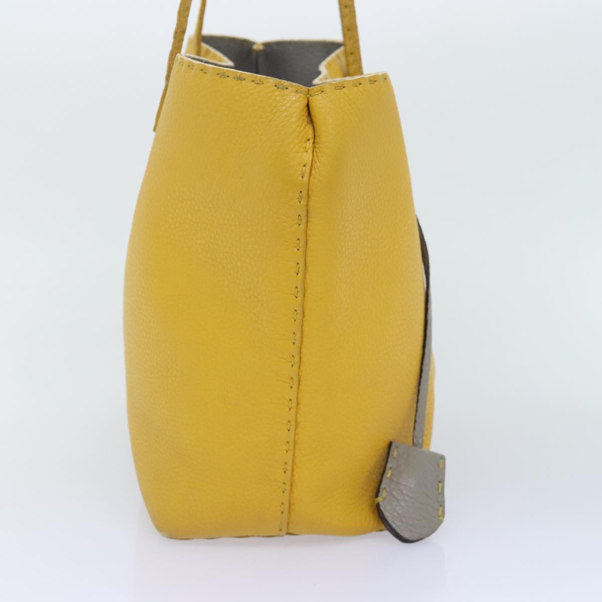 FENDI Celeria Tote Bag Leather Yellow Silver Auth yk15014 - 0