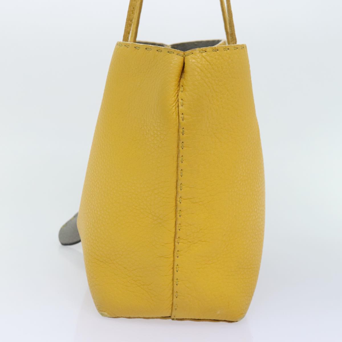 FENDI Celeria Tote Bag Leather Yellow Silver Auth yk15014