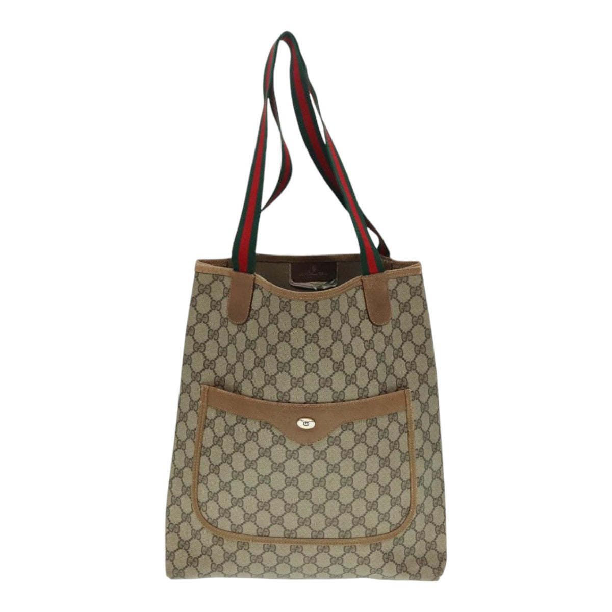 GUCCI GG Supreme Web Sherry Line Tote Bag PVC Beige Red 39 02 003 Auth yk15019