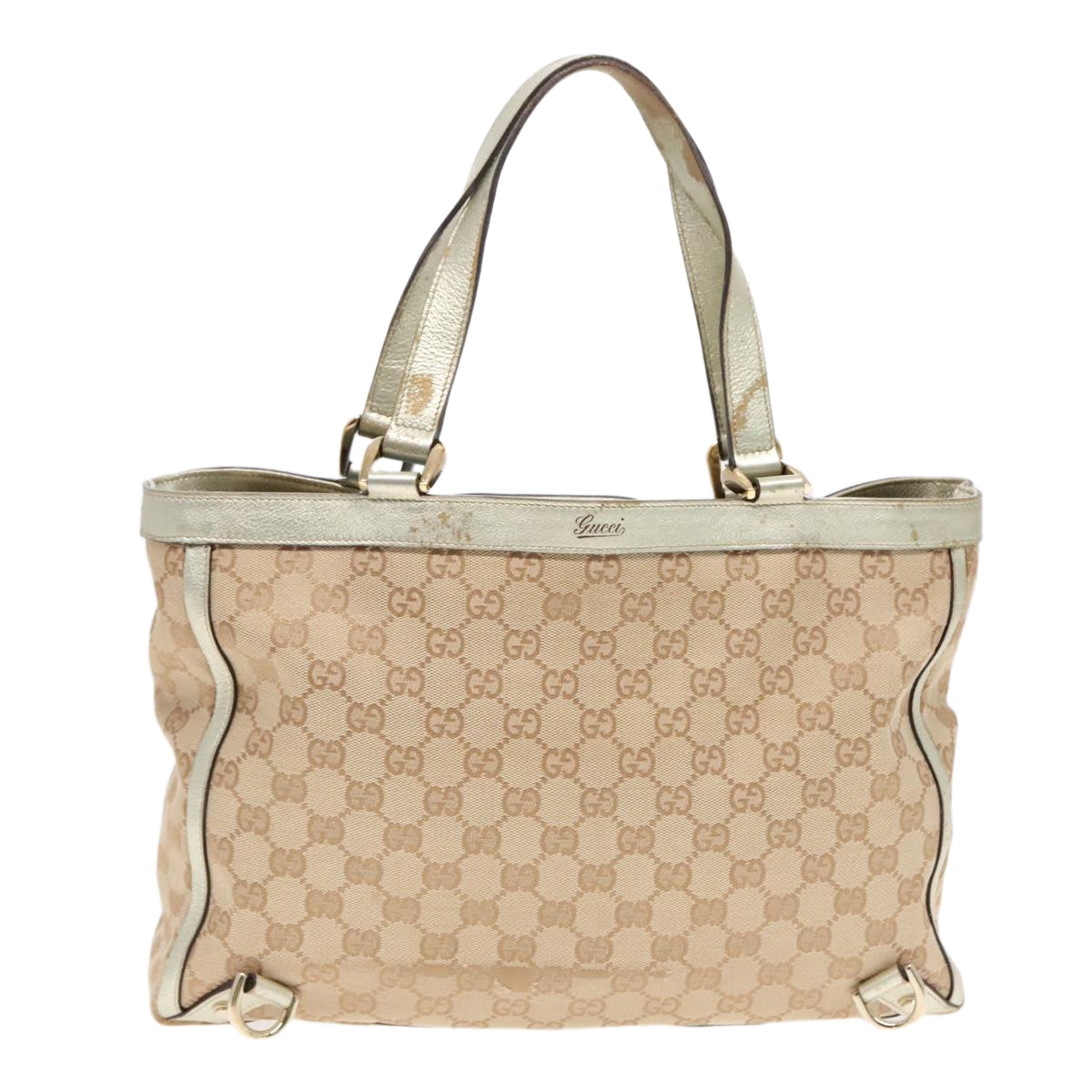 GUCCI GG Canvas Abbey Tote Bag Beige Gold 170004 Auth yk15021