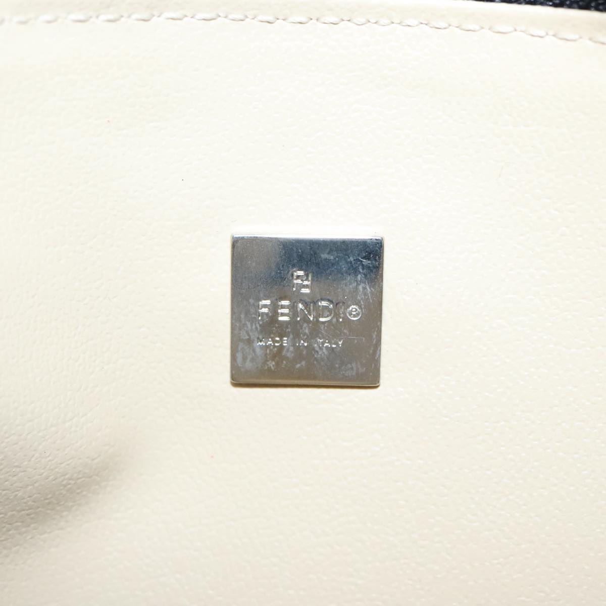 FENDI Zucca Canvas Hand Bag Silver Black Auth yk15030