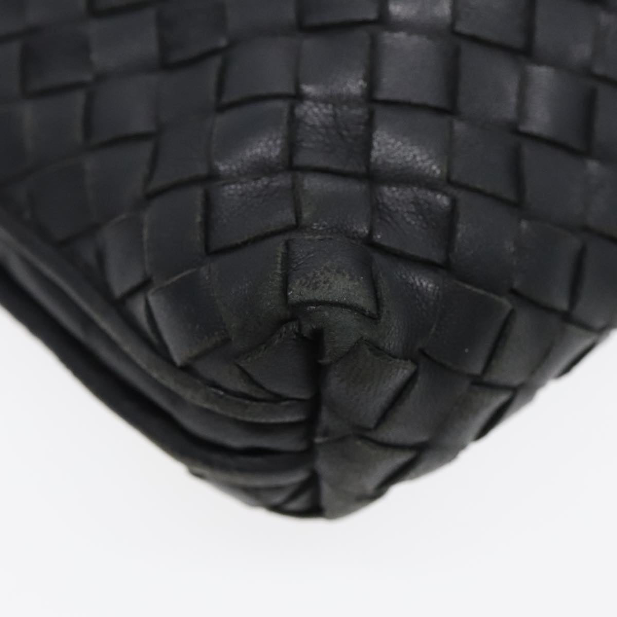 BOTTEGA VENETA INTRECCIATO Shoulder Bag Leather Black Auth yk15031