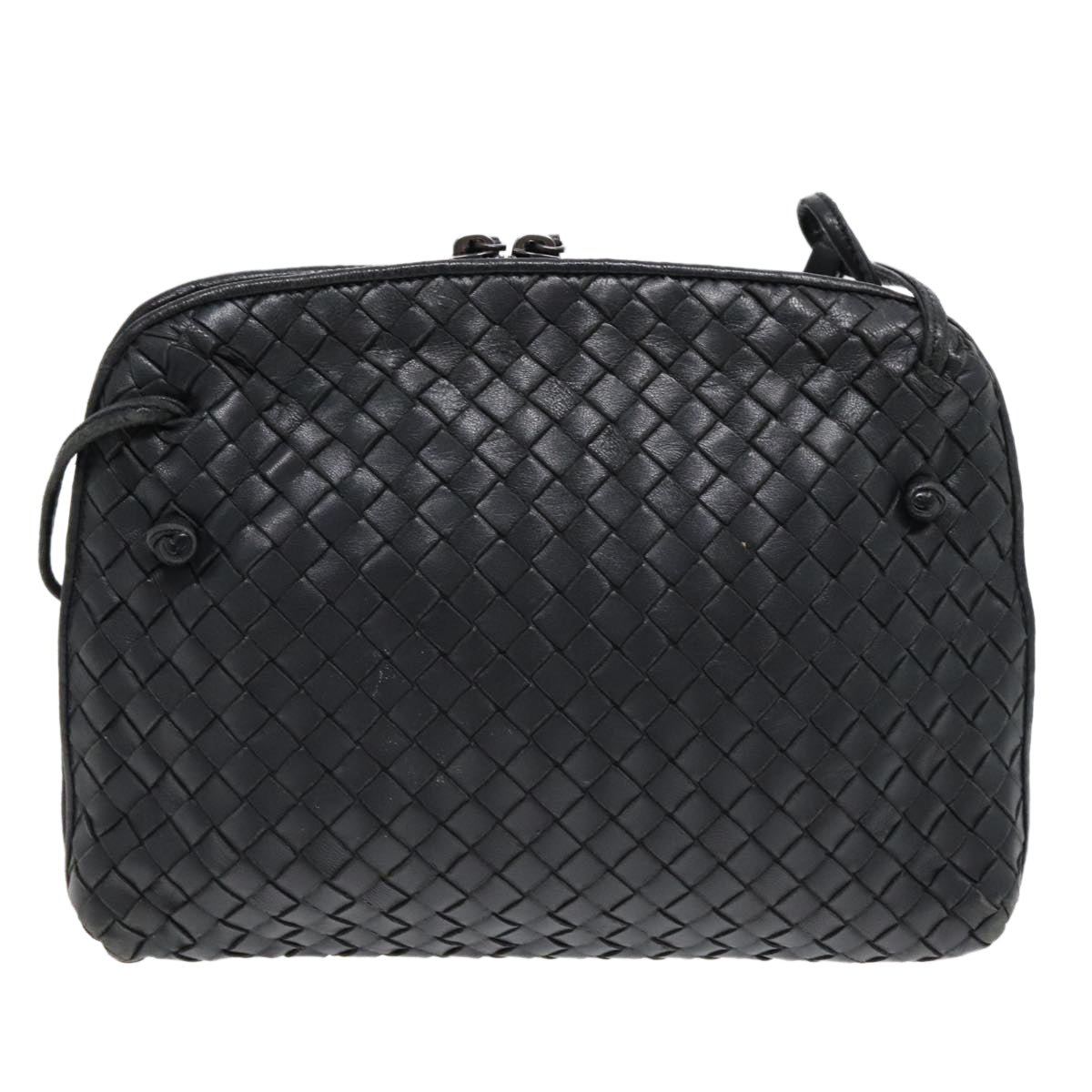 BOTTEGA VENETA INTRECCIATO Shoulder Bag Leather Black Auth yk15031