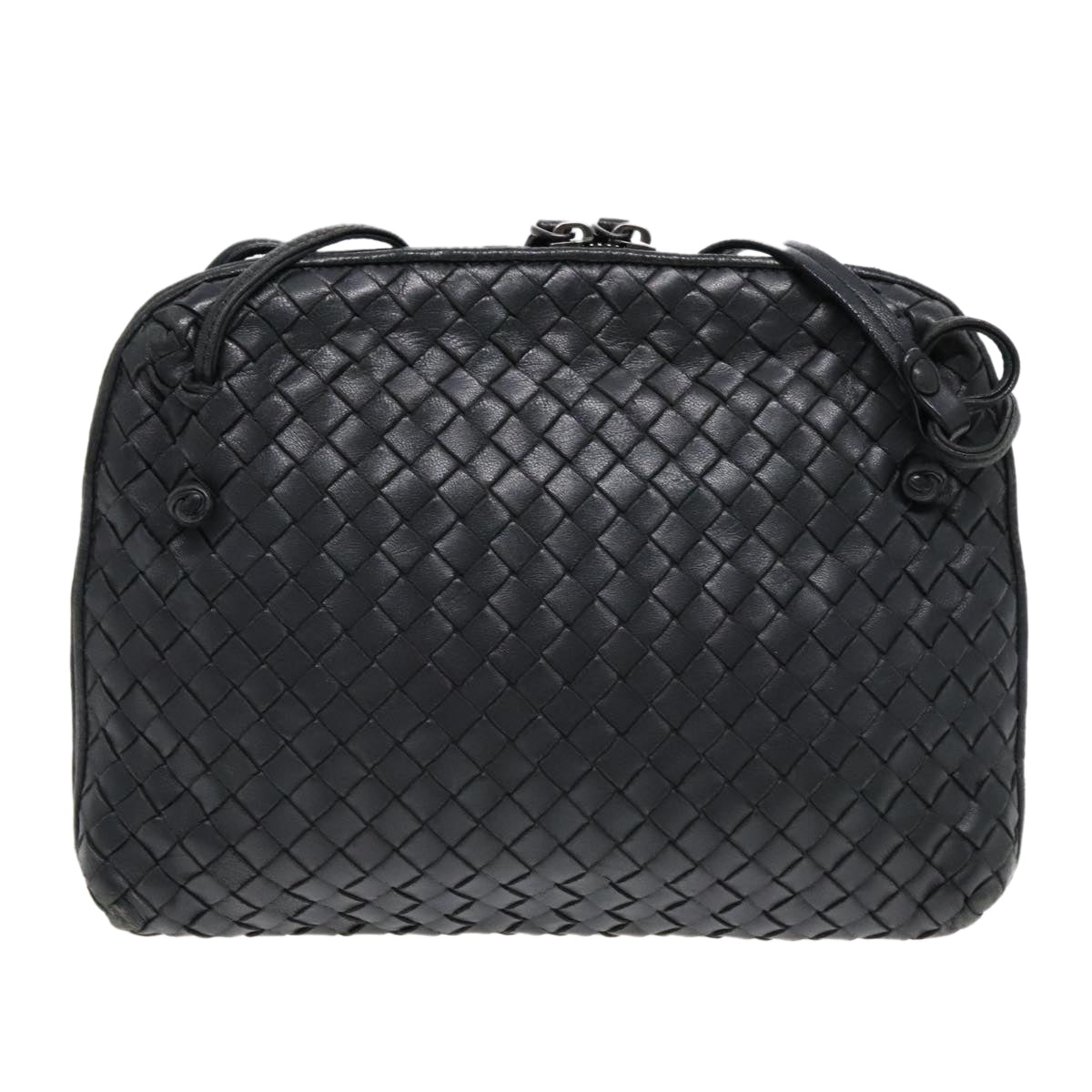 BOTTEGA VENETA INTRECCIATO Shoulder Bag Leather Black Auth yk15031 - 0