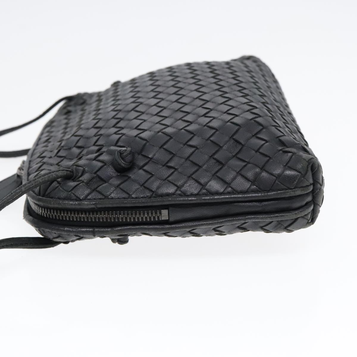 BOTTEGA VENETA INTRECCIATO Shoulder Bag Leather Black Auth yk15031