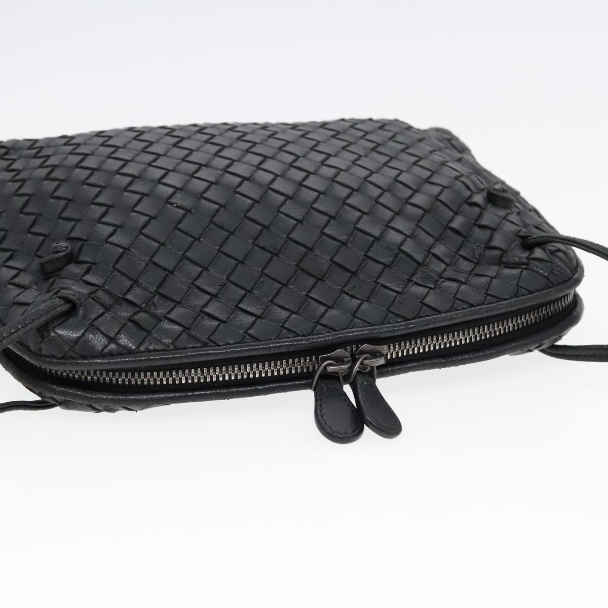 BOTTEGA VENETA INTRECCIATO Shoulder Bag Leather Black Auth yk15031