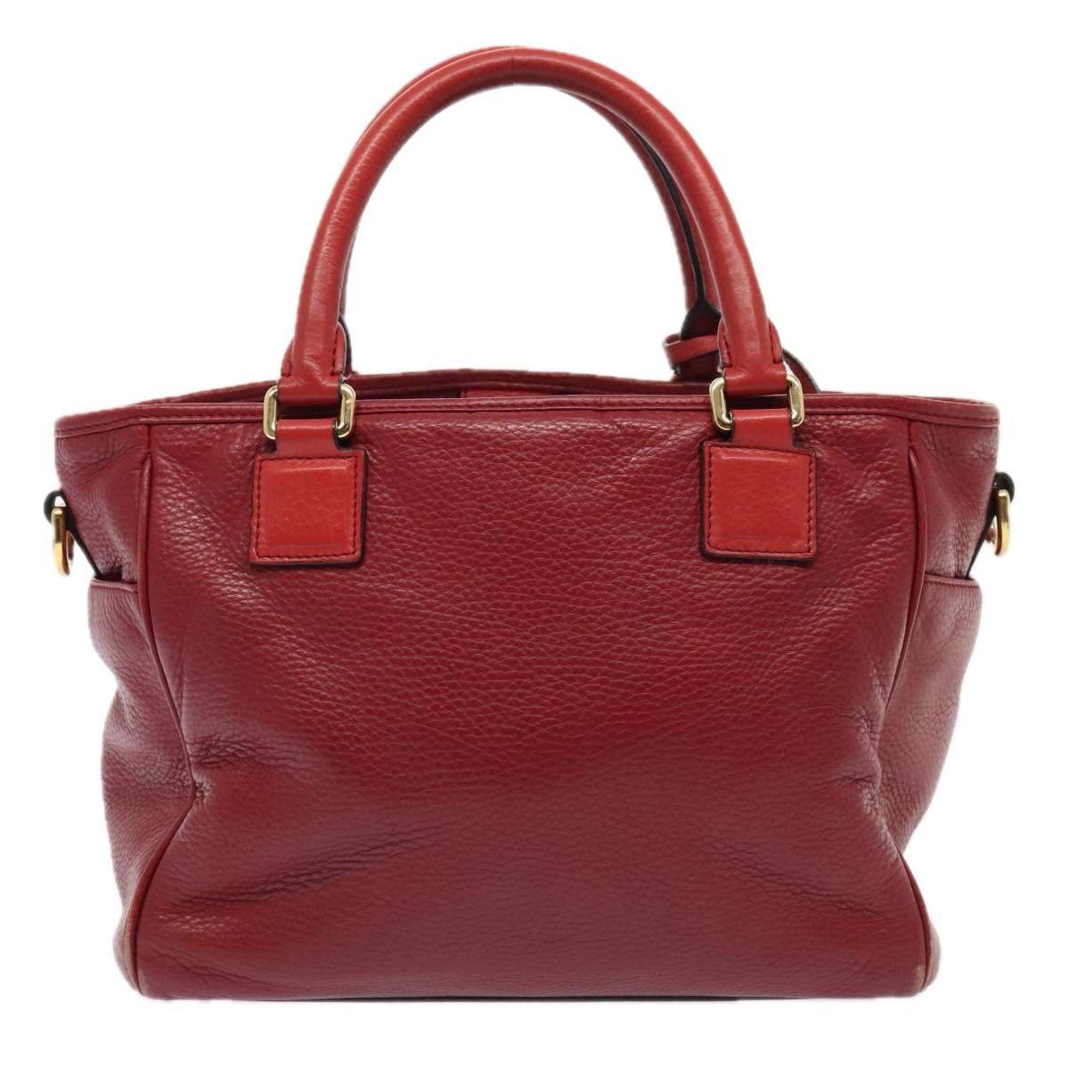 LOEWE Anagram Hand Bag Leather 2way Red Gold Auth yk15033 - 0