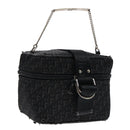 Christian Dior Trotter Canvas Vanity Chain Pouch Black Silver Auth yk15034-1